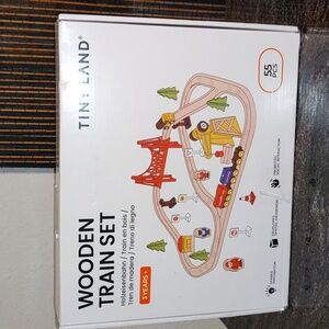 Tiny Land Wooden Train Set - 55 Pieces Tracks People Train Accessories COMPLETE!